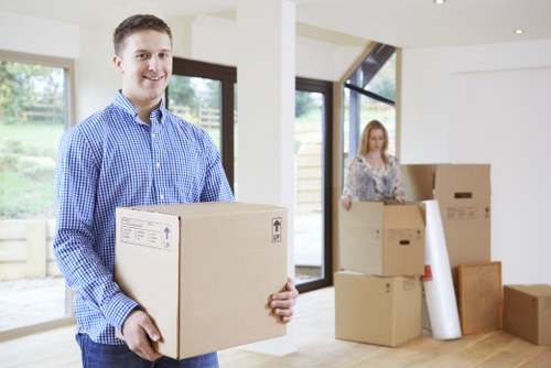Office removals planning in Kingston upon Thames with moving boxes