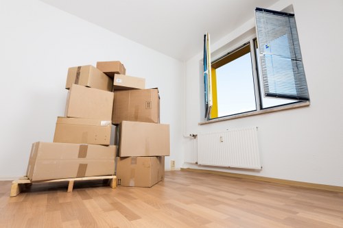 Securely stacked boxes inside a moving truck during a Kingston upon Thames move